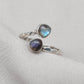 Labradorite Heart Sterling Silver Ring: Adjustable Boho Jewelry