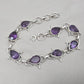925 Sterling Silver Amethyst Bracelet Pear Shape Purple Gemstone Link Bracelet Gift for Her