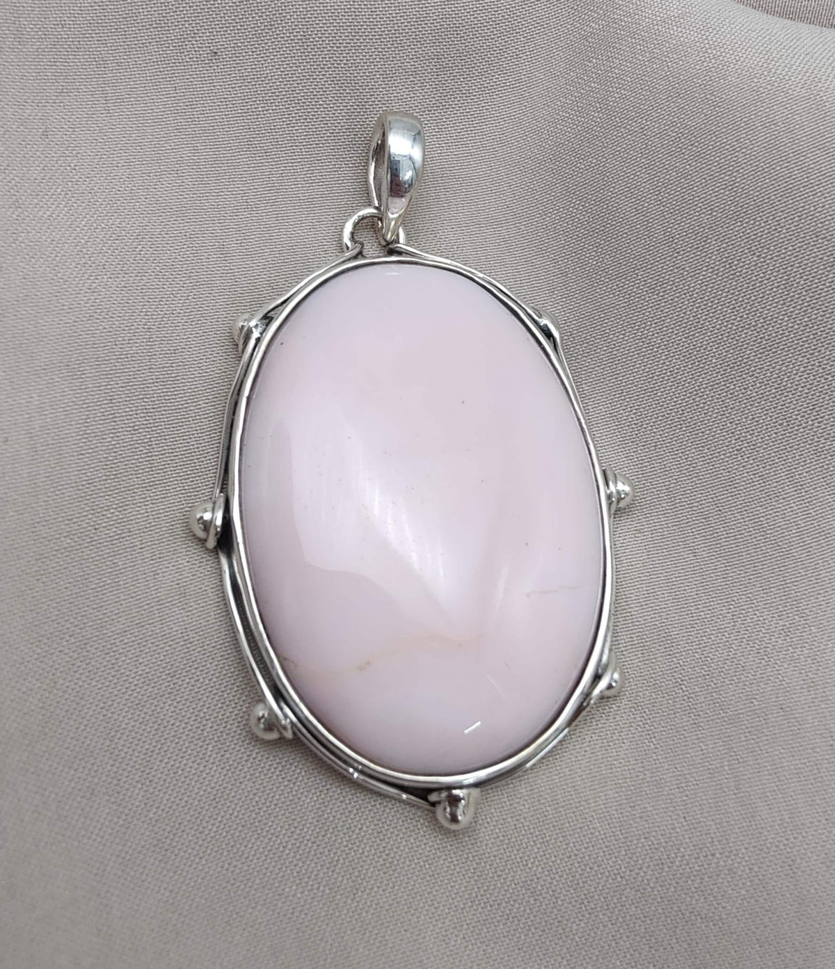 Natural Pink Opal 925 Sterling Silver Pendant: Handmade Oval Gemstone Necklace
