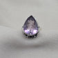 925 Sterling Silver Amethyst Ring Pear Shape Purple Gemstone Statement Ring February Birthstone