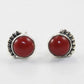 925 SOLID STERLING SILVER NATURAL RED CORAL GEMSTONE STUD EARRING