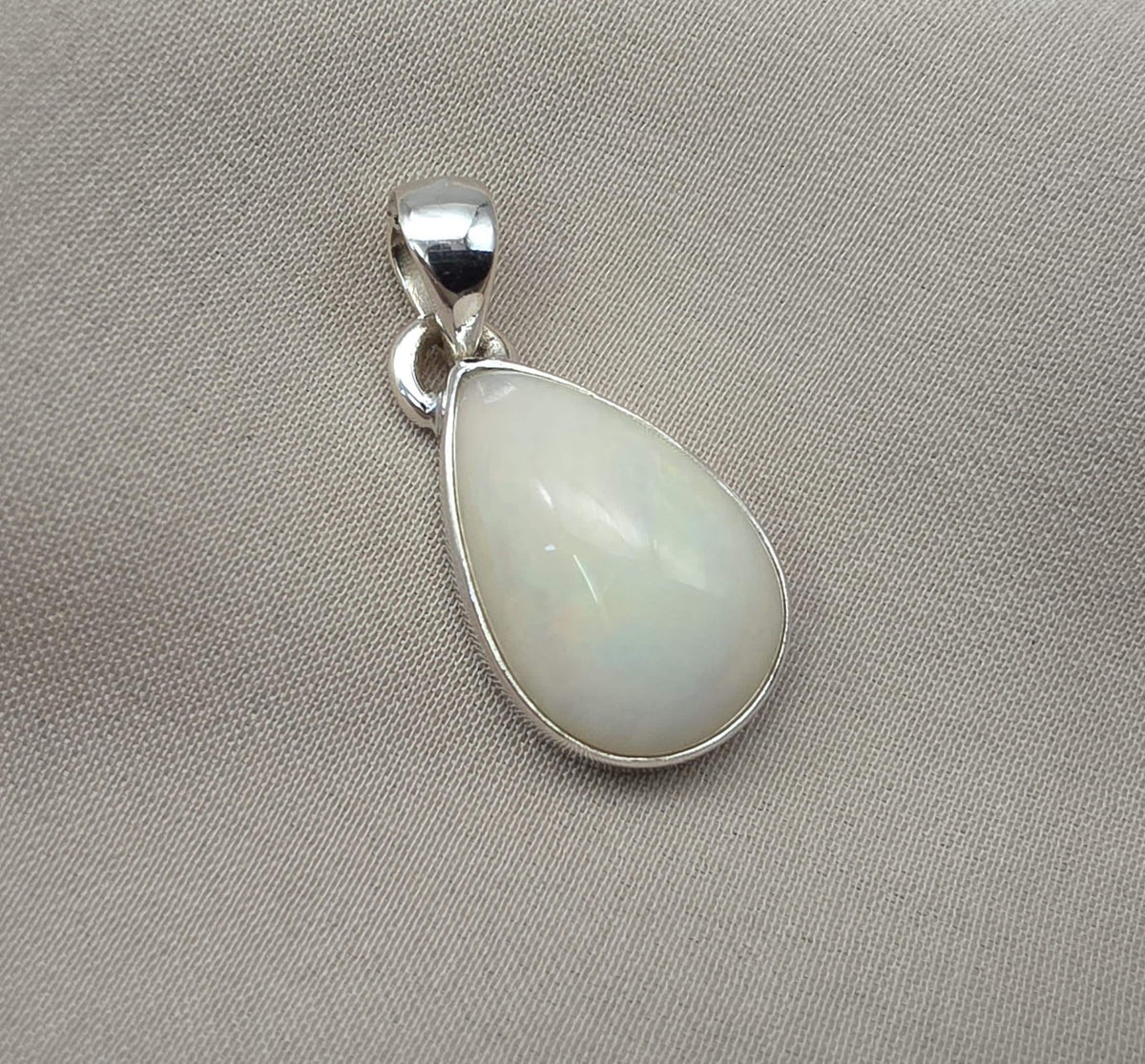 Ethiopian Opal Pear Pendant 925 Sterling Silver Handmade Cabochon Gemstone Jewelry