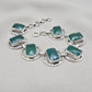 925 Sterling Silver Green Onyx Bracelet Bold Statement Gemstone Link Bracelet Gift for Her
