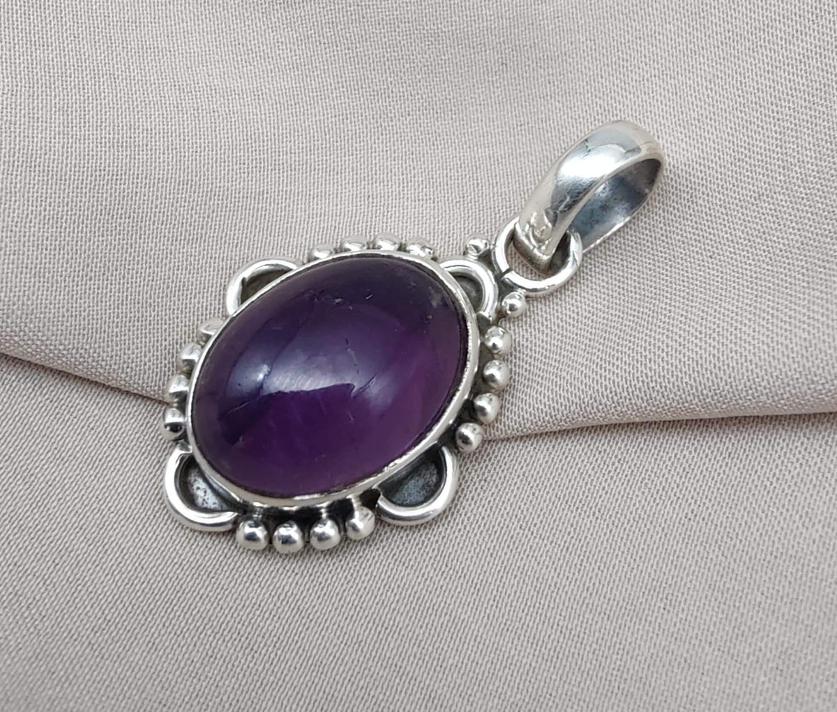 Natural Amethyst 925 Sterling Silver Pendant, February Birthstone Jewelry