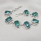 925 Sterling Silver Green Onyx Bracelet Bold Statement Gemstone Link Bracelet Gift for Her