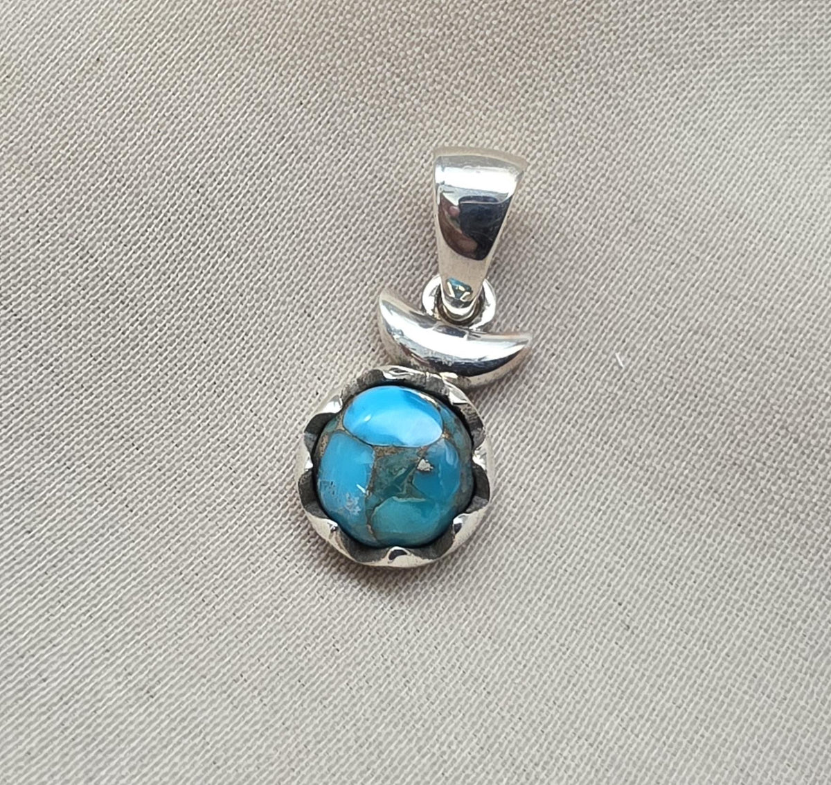 Handmade 925 Sterling Silver Turquoise Pendant: Boho Gemstone Necklace