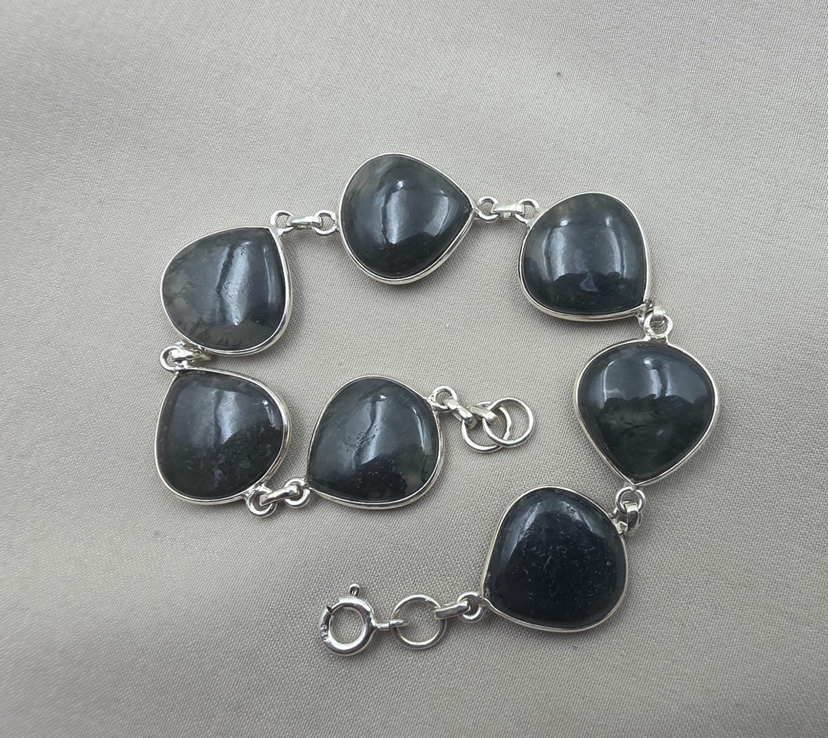 925 Sterling Silver Moss Agate Natural Gemstone Bracelet Handmade Jewelry Gift for Women