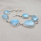 925 Sterling Silver Larimar Bracelet Blue Ocean Gemstone Statement Bracelet Gift for Her