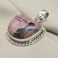 Rhodonite Pendant 925 Sterling Silver Pink and Black Healing Stone Necklace Crystal Jewelry