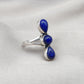 Lapis Lazuli Ring 925 Sterling Silver Triple Stone Boho Jewelry Antique Gift For Her