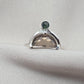 Smoky Quartz Ring 925 Silver Dual Stone Moss Agate Statement Ring Half Moon Jewelry