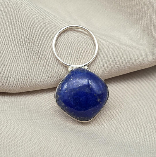 Lapis Lazuli Pendant: 925 Sterling Silver Cushion Cut Boho Jewelry