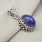 Natural Tanzanite Cabochon Pendant 925 Sterling Silver Handmade Blue Violet Gemstone Jewelry Gift