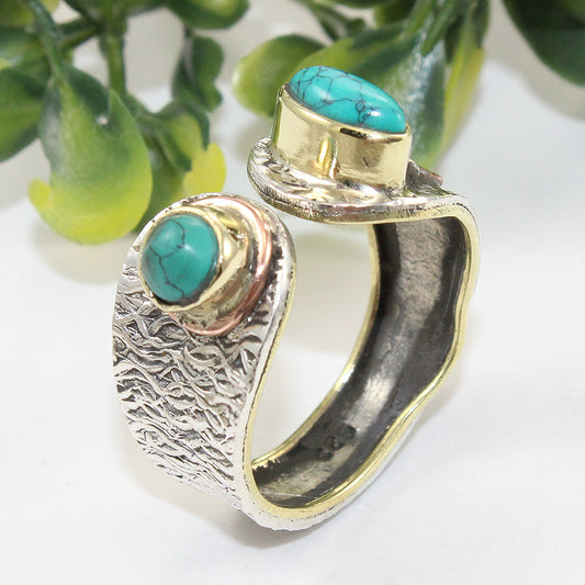925 SOLID STERLING SILVER NATURAL TURQUOISE GEMSTONES HANDMADE RING, ALL SIZES AVAILABLE