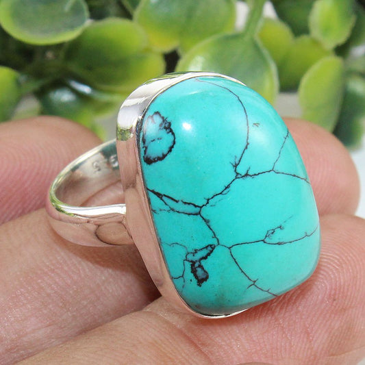 925 SOLID STERLING SILVER NATURAL TURQUOISE GEMSTONES HANDMADE RING, ALL SIZES AVAILABLE