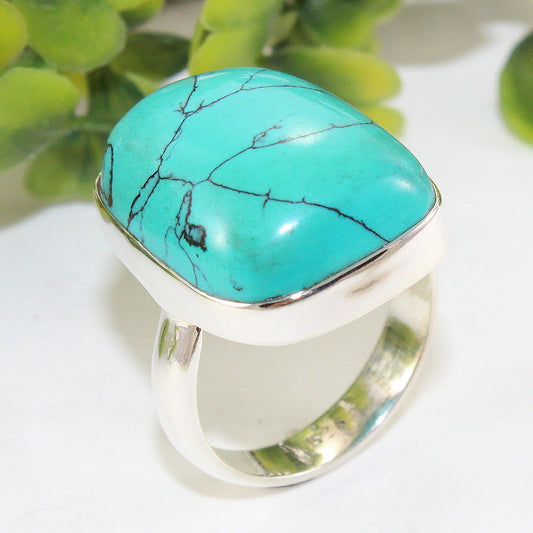 925 SOLID STERLING SILVER NATURAL TURQUOISE GEMSTONES HANDMADE RING, ALL SIZES AVAILABLE
