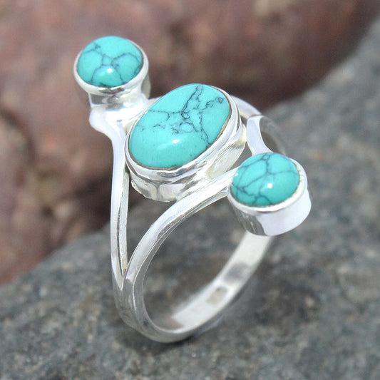 925 SOLID STERLING SILVER NATURAL TURQUOISE GEMSTONES HANDMADE RING, ALL SIZES AVAILABLE