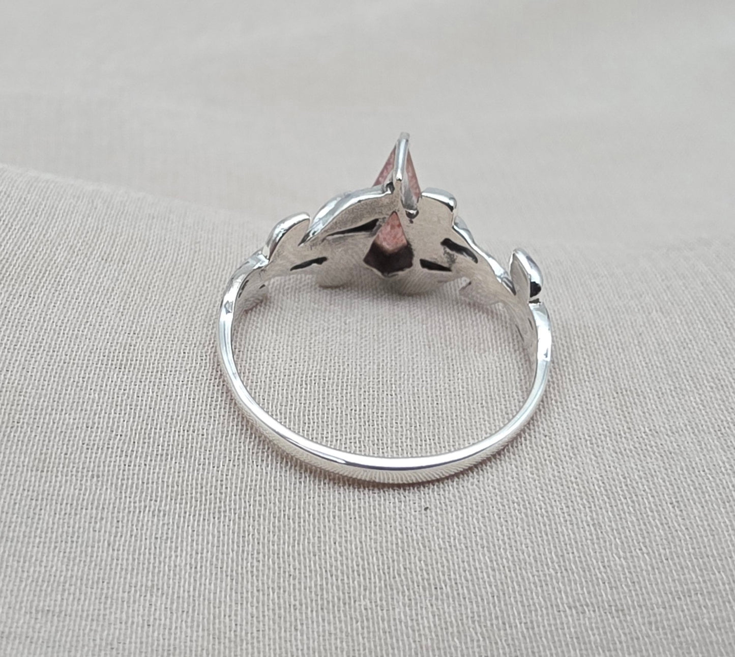 925 Sterling Silver Strawberry Quartz Ring Marquise Gemstone Leaf Ring Pink Quartz Boho Dainty Jewelry Gift for Her