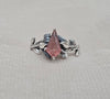 925 Sterling Silver Strawberry Quartz Ring Marquise Gemstone Leaf Ring Pink Quartz Boho Dainty Jewelry Gift for Her