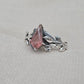 925 Sterling Silver Strawberry Quartz Ring Marquise Gemstone Leaf Ring Pink Quartz Boho Dainty Jewelry Gift for Her