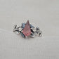 925 Sterling Silver Strawberry Quartz Ring Marquise Gemstone Leaf Ring Pink Quartz Boho Dainty Jewelry Gift for Her