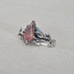 925 Sterling Silver Strawberry Quartz Ring Marquise Gemstone Leaf Ring Pink Quartz Boho Dainty Jewelry Gift for Her