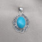American Turquoise Pendant: Handmade 925 Silver Boho Necklace