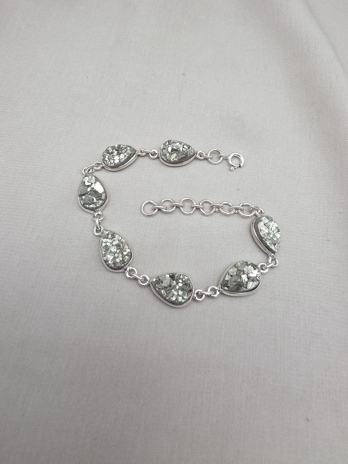 925 Sterling Silver Pyrite Druzy Bracelet Sparkling Gemstone Statement Jewelry Gift for Her