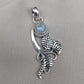 Rainbow Moonstone Silver Pendant: Artisan Floral Leaf Design, Boho Charm
