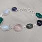 925 Sterling Silver Multi Gemstone Bracelet: Handmade Chakra Healing Crystal Jewelry