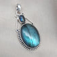 Labradorite Pendant: 925 Sterling Silver Blue Flash Boho Necklace