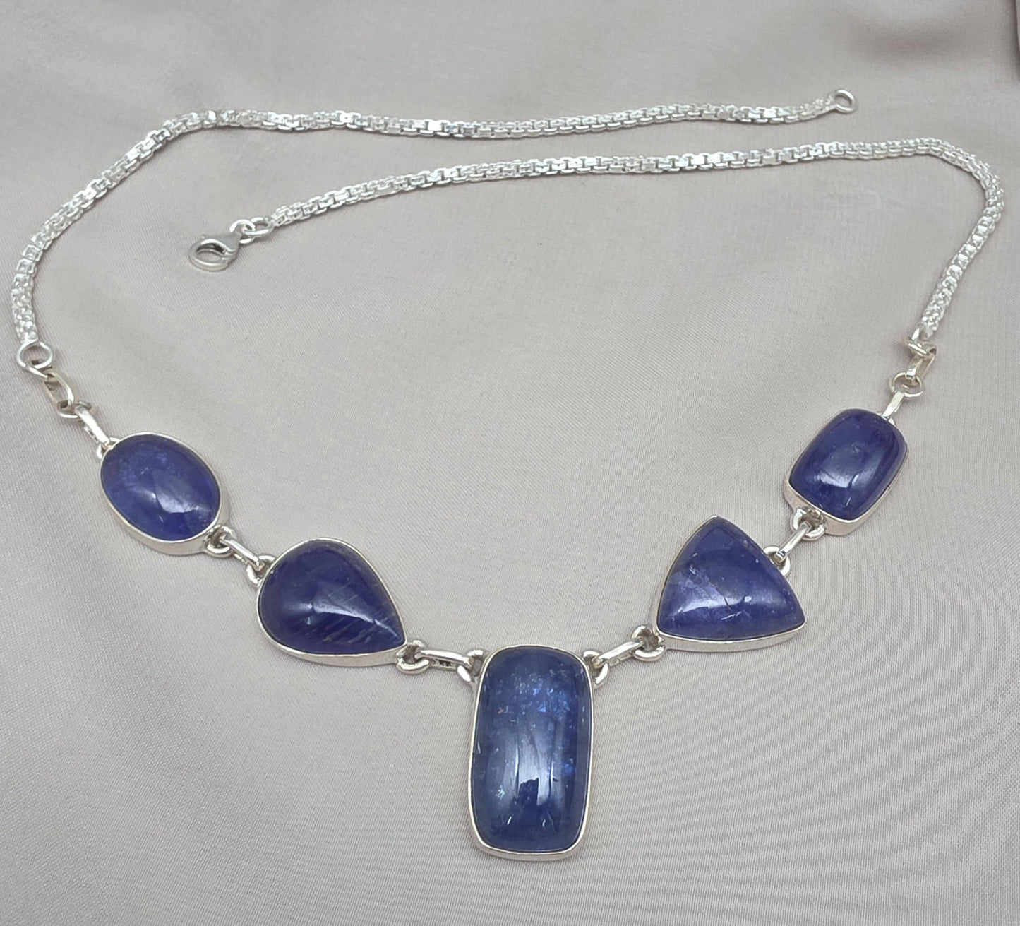 Natural Tanzanite Necklace 925 Sterling Silver Blue Gemstone Statement Jewelry Gift for Her