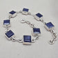 Blue Sapphire Cushion Link Bracelet 925 Sterling Silver Square Faceted Gemstone Bracelet Handmade Jewelry