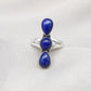 Lapis Lazuli Ring 925 Sterling Silver Triple Stone Boho Jewelry Antique Gift For Her