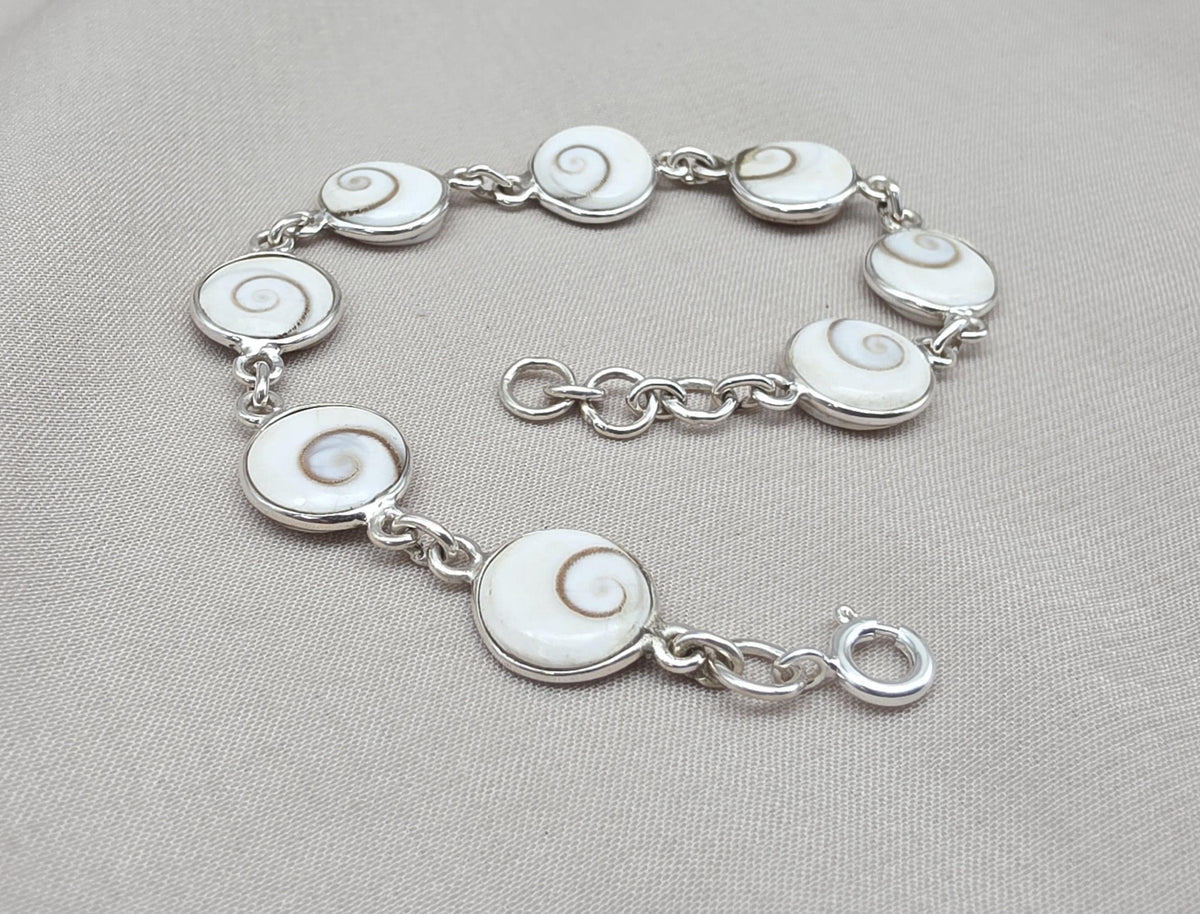 Shiva Eye Bracelet 925 Silver Shell Bracelet Spiritual Protection Jewelry Gift for Her