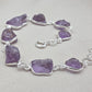 Raw Amethyst 925 Sterling Silver Link Bracelet – Boho Gemstone Jewelry