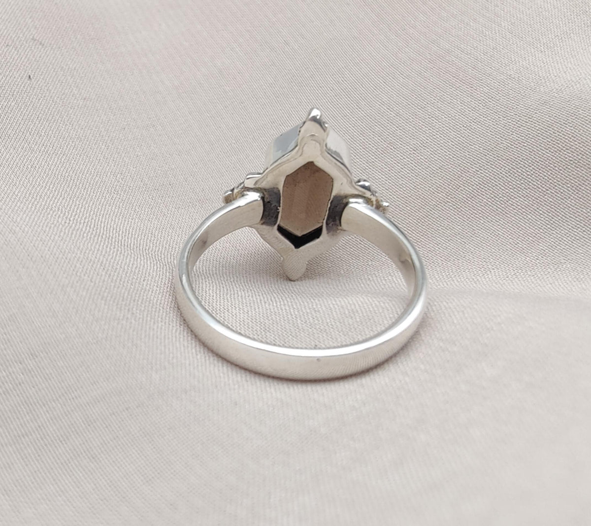 Smoky Quartz Sterling Silver Ring: Hexagon Gemstone, Boho Jewelry