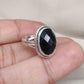 Black Onyx Ring: Faceted Oval Gemstone, 925 Sterling Silver, Boho Protection Jewelry