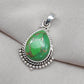 Green Copper Turquoise Pendant: Sterling Silver Boho Necklace