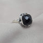 925 Sterling Silver Black Onyx Ring Cushion Cut Natural Gemstone Handmade Vintage Style Gift