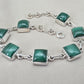 Malachite Bracelet 925 Sterling Silver Square Cabochon Link Bracelet Green Gemstone Handmade Jewelry Gift