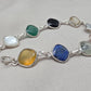 Multi Gemstone Bracelet 925 Sterling Silver Colorful Statement Bracelet