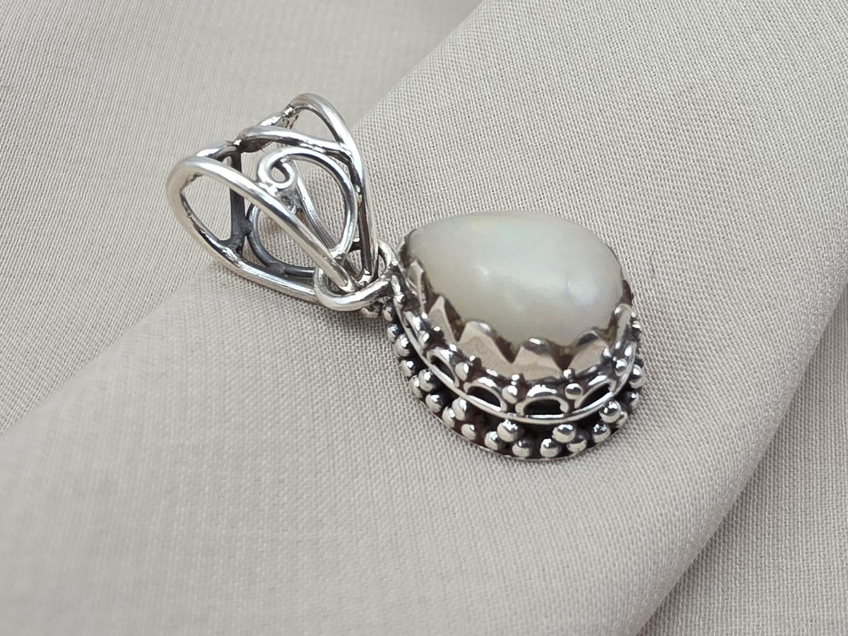 Ethiopian Opal Pear Pendant 925 Sterling Silver Handmade Cabochon Gemstone Jewelry October Birthstone