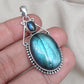 Labradorite Pendant: 925 Sterling Silver Blue Flash Boho Necklace