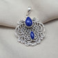 Lapis Lazuli Pendant: Handmade 925 Sterling Silver Filigree, Boho Vintage Necklace