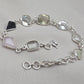 925 Sterling Silver Multi Gemstone Bracelet, Colorful Boho Link Jewelry Gift Her