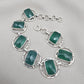 925 Sterling Silver Green Onyx Bracelet Bold Statement Gemstone Link Bracelet Gift for Her