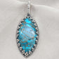 Blue Copper Turquoise Pendant: Sterling Silver Marquise Boho Necklace