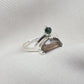 Smoky Quartz Ring 925 Silver Dual Stone Moss Agate Statement Ring Half Moon Jewelry