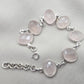925 Sterling Silver Rose Quartz Natural Gemstone Link Bracelet Handmade Jewelry Gift for Her